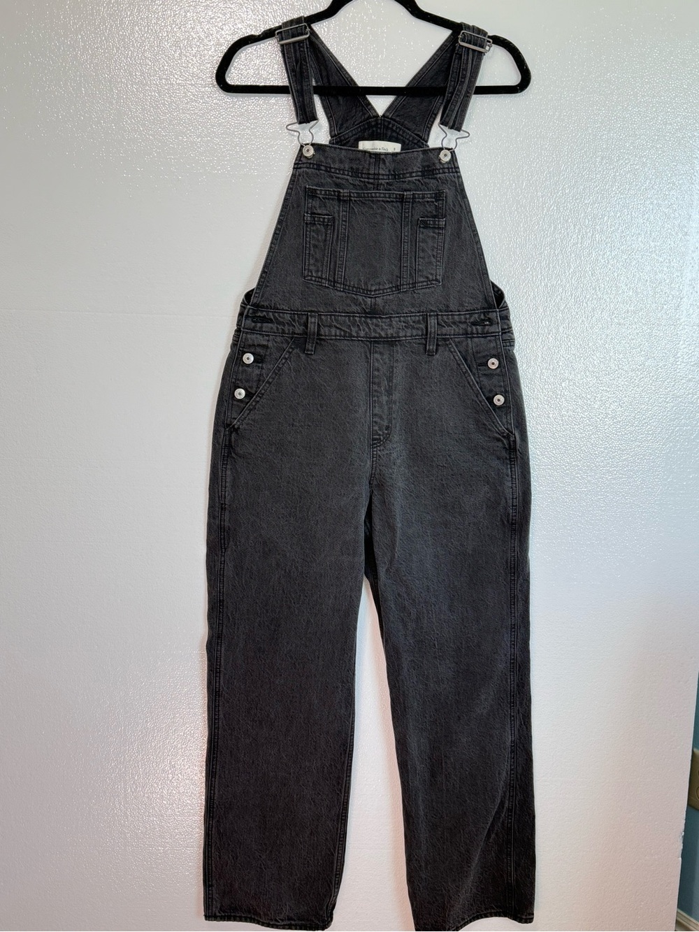 Abercrombie & Fitch Black Denim Overalls Straight Leg 29” Utility Grunge Small